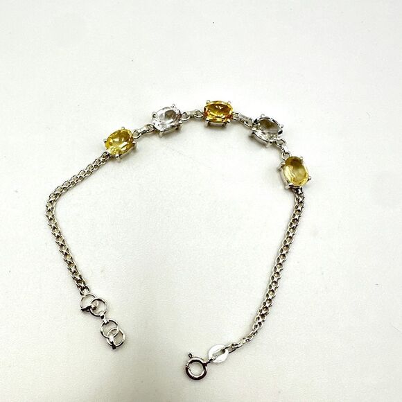Jenstones LLC Jewelry - NWOT 7" White Topaz and Citrine faceted bracelet in sterling silver!
